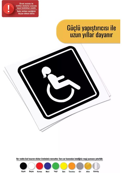 Engelli Amblemi Kadın - Araç, Oto, Laptop, Duvar Uyumlu Sticker 10*10 cm