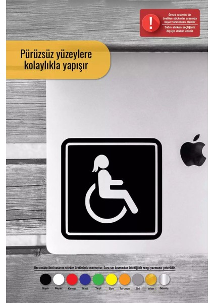 Engelli Amblemi Kadın - Araç, Oto, Laptop, Duvar Uyumlu Sticker 10*10 cm fırsatları