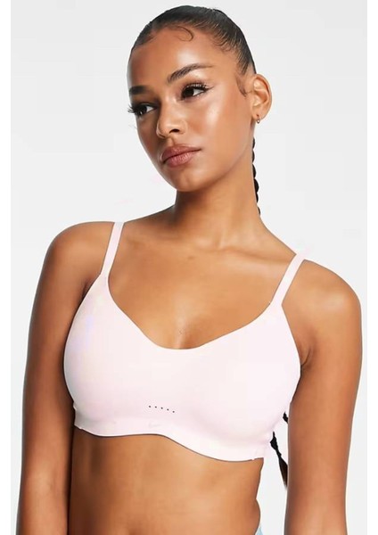 Training Dri Fit Alate Minimalist Light Support Padded Bra Light Pink Kadın Lazer Kesim Bra Açık Pembe