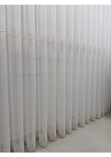 Nivemeshome Altın Dokulu DSN:2503 V-117 Premium Nakışlı 1/3 Sık Pileli Tül Perde Apm modelleri