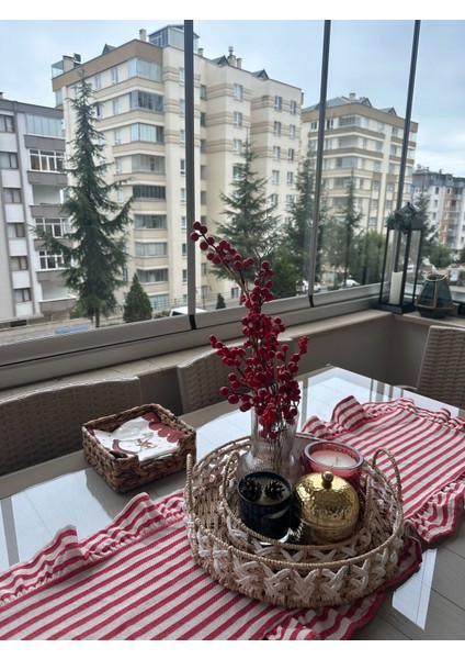 40 x 125 cm Vintage Fırfırlı Keten Pamuklu Amerikan Runneri,amerikan Servis fırsatları