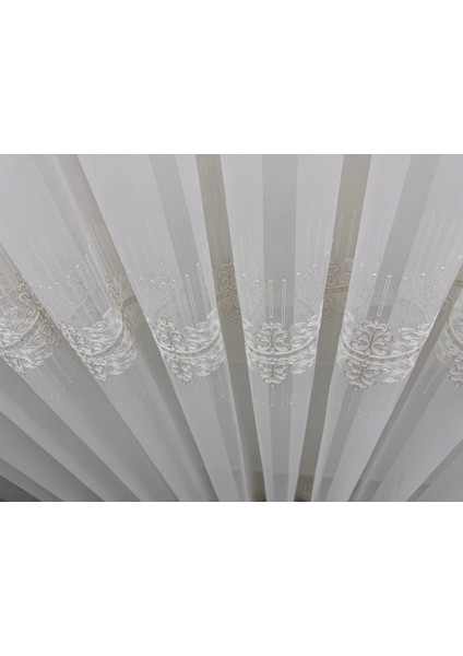 Nivemeshome Altın Dokulu DSN:2503 V-117 Premium Nakışlı 1/3 Sık Pileli Tül Perde Apm fiyatları