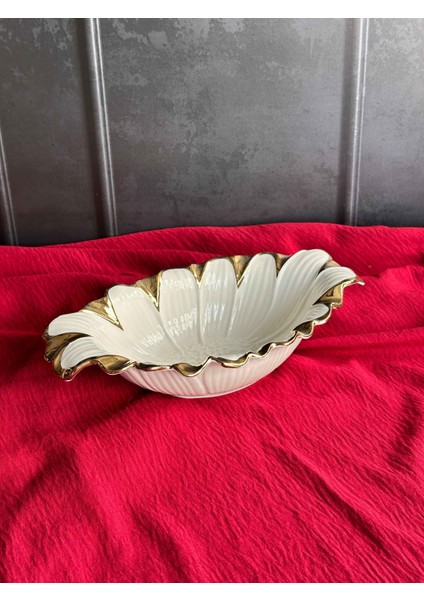 Flora Gold Oval Servis Sunum Tabak 27CM