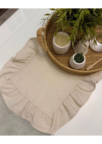 40 x 125 cm Vintage Fırfırlı Keten Pamuklu Amerikan Runneri,amerikan Servis indirimleri