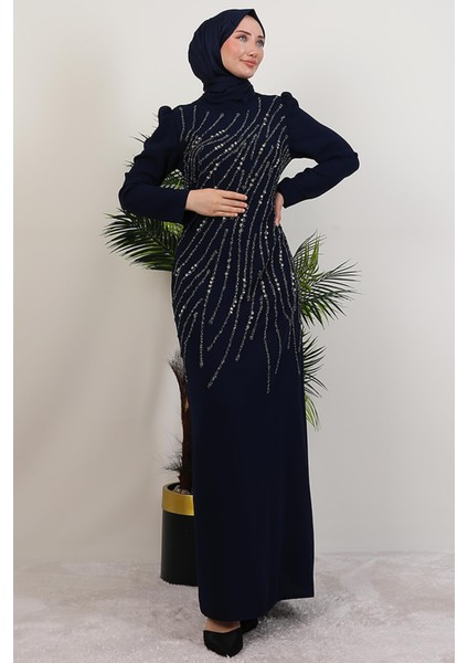 Seher Taşlı Elbise Lacivert modelleri