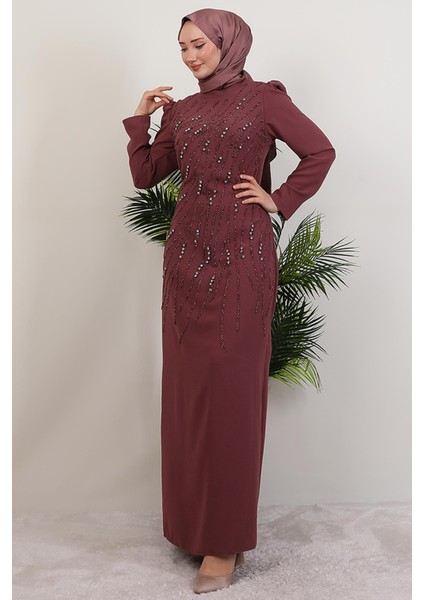 Seher Taşlı Elbise Gül Kurusu fırsatları