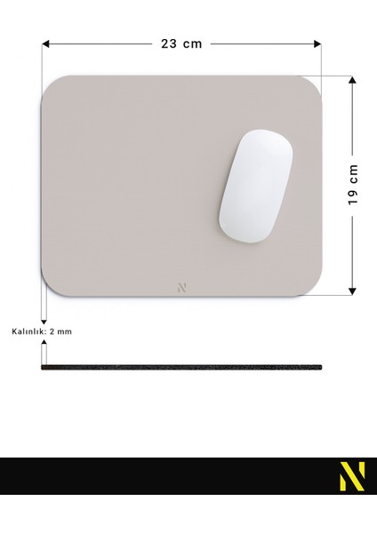 Bej Renkli Ergonomik Mouse Pad - 23 cm x 19 cm - Kaydırmaz Taban Ev ve Ofis Kullanımı Için Ideal Fare Altlığı Mousepad