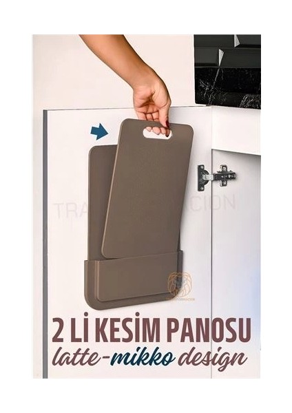 2 Li Kesim Panosu Stantlı Yapışkanlı Kesim Tahtası Latte Mikko Design fiyatları