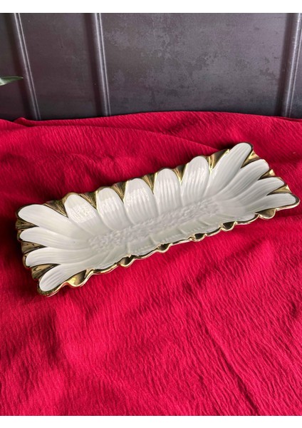 Flora Gold Dikdörtgen Sunum Tabak 32CM