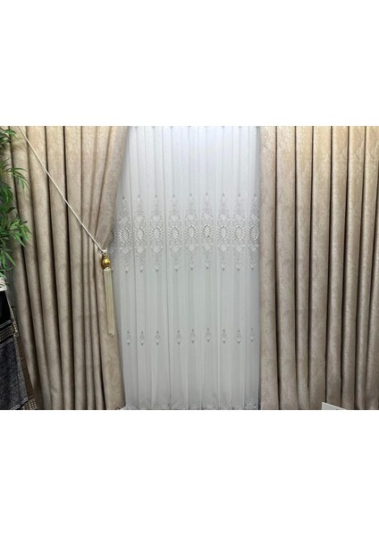 Nivemeshome Hürrem Gümüş Detaylı 1/3 Sık Pileli Tül Perde Apm modelleri