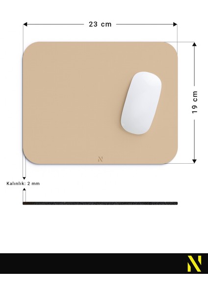 Kahverengi Renkli Ergonomik Mouse Pad - 23 cm x 19 cm - Kaydırmaz Taban Ev ve Ofis Kullanımı Için Ideal Fare Altlığı Mousepad