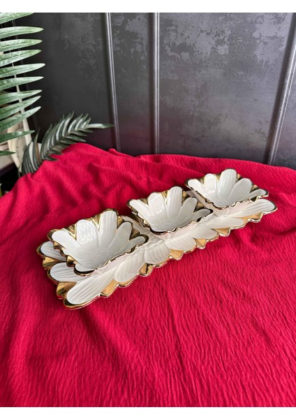 Flora Gold Sunum Kase Seti 3'lü