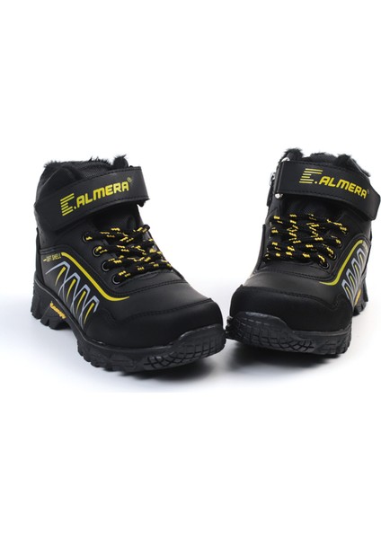 Unisex Çocuk Siyah Sarı Içi Kürklü Kışlık Termo Taban Suya Soğuğa Dayanıklı Günlük Rahat Outdoor Bot modelleri