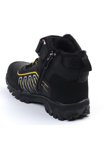 Unisex Çocuk Siyah Sarı Içi Kürklü Kışlık Termo Taban Suya Soğuğa Dayanıklı Günlük Rahat Outdoor Bot fırsatları