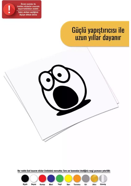 Şaşkın Emoji Sticker Oto Motor Laptop Duvar Folyo Sticker 20 x 24 cm
