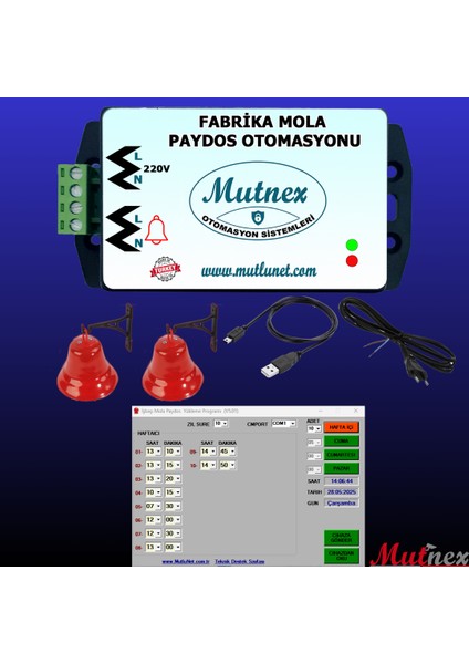 V5 Fabrika Paydos Mola Zil Sistemi Otomasyonu (2 Çan Destekli)