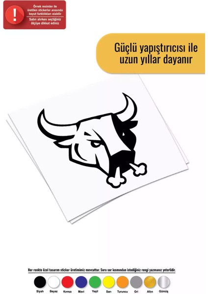 Sinirli Boğa Sticker Oto Motor Laptop Duvar Folyo Sticker 20 x 22 cm