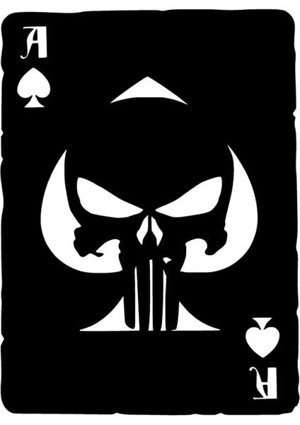 Punisher Maça As Sticker Oto Motor Laptop Duvar Folyo Sticker 25X35 cm