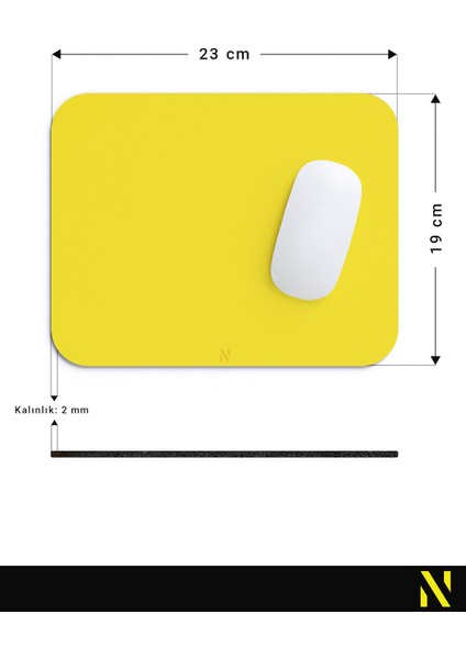 Sarı Renkli Ergonomik Mouse Pad - 23 cm x 19 cm - Kaydırmaz Taban Ev ve Ofis Kullanımı Için Ideal Fare Altlığı Mousepad