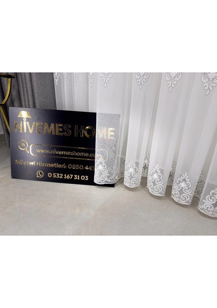 Nivemeshome Zarif Gümüş 1/3 Sık Pile Tül Perde Apm indirimleri