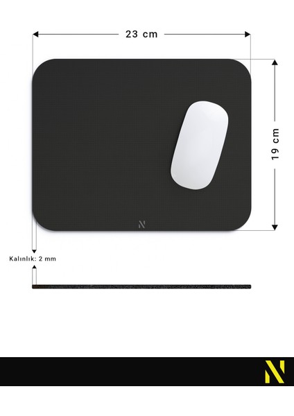 Siyah Renkli Ergonomik Mouse Pad - 23 cm x 19 cm - Kaydırmaz Taban Ev ve Ofis Kullanımı Için Ideal Fare Altlığı Mousepad