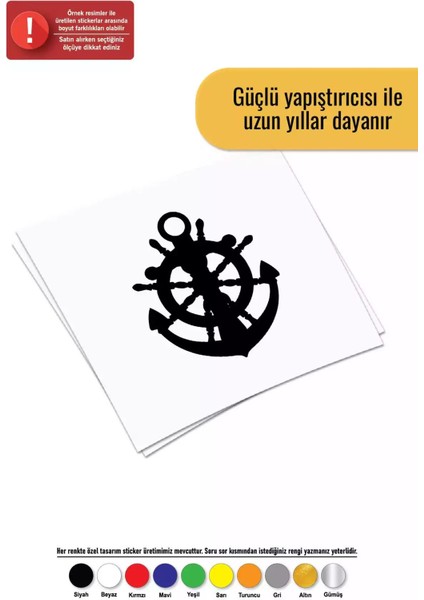 Çapa ve Dümen Sticker Oto Motor Laptop Duvar Folyo Sticker 40 x 48 cm