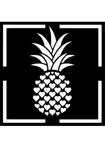 Kalpli Ananas Çerçeve Sticker Oto Motor Laptop Duvar Folyo Sticker 15X15 cm Lcst [lcst]