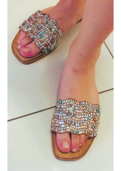 Guja 25Y100-1 36/41 Kadın Taşlı Ince Taban Düz Terlik fiyatları