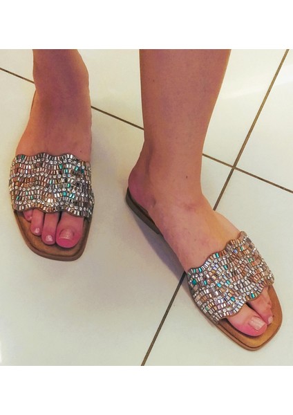 Guja 25Y100-1 36/41 Kadın Taşlı Ince Taban Düz Terlik modelleri