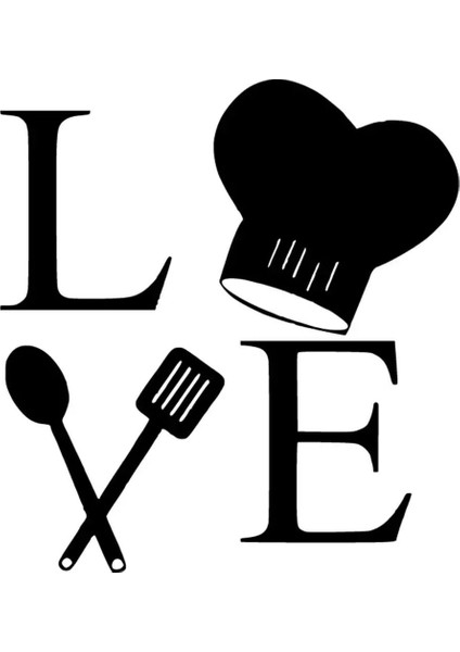 Love Cooking Sticker Oto Motor Laptop Duvar Folyo Sticker 25 x 27 cm