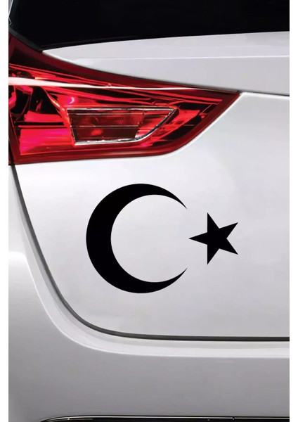 Ay Yıldız Atatürk Silüet - Araç, Oto, Laptop, Duvar Uyumlu Sticker 25*17 cm fiyatları