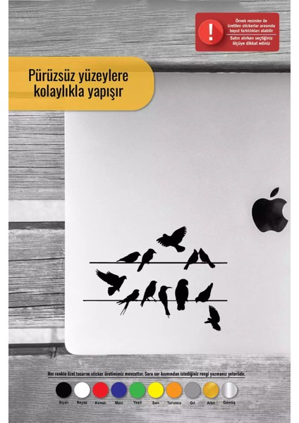 Teldeki Kuşlar Sticker Oto Motor Laptop Duvar Folyo Sticker 40 x 28 cm fırsatları