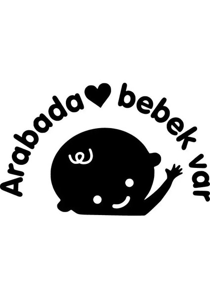 Arabada Bebek Var Sticker Oto Motor Laptop Duvar Folyo Sticker 10X6 cm