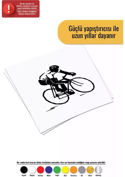 Bisiklet Yarışçısı Sticker Oto Motor Laptop Duvar Folyo Sticker 20 x 22 cm