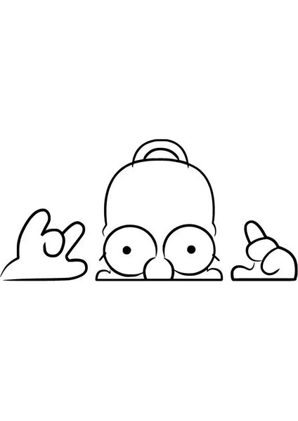 Homer Simspon Sticker Oto Motor Laptop Duvar Folyo Sticker 40 x 20 cm