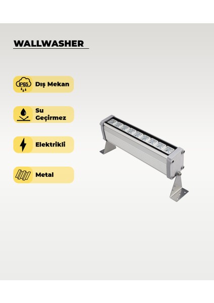 9W LED Wallwasher - Duvar Aydınlatma 3200K Sarı Işık