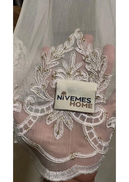 Nivemeshome Gold Detaylı Inci 2967 1/3 Sık Pile Tül Perde Apm indirimleri