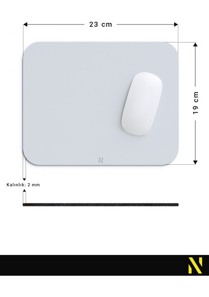 Gri Renkli Ergonomik Mouse Pad - 23 cm x 19 cm - Kaydırmaz Taban Ev ve Ofis Kullanımı Için Ideal Fare Altlığı Mousepad