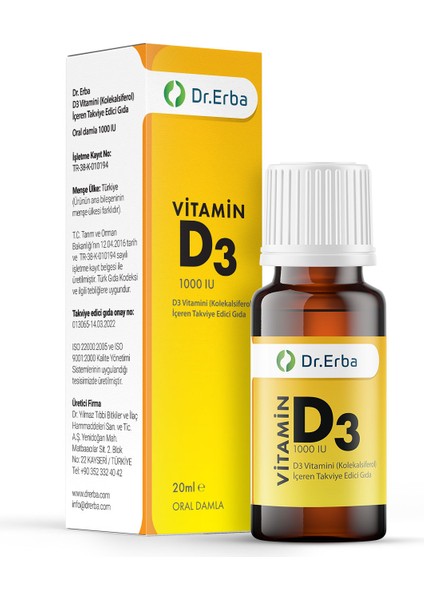 Vitamin D3 1000 Iu Damla 20 Ml