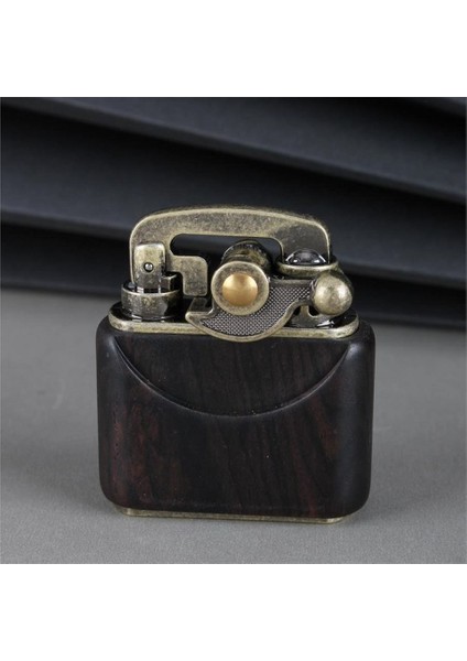 SM-090T Vintage Benzinli Ahşap Çakmak Siyah