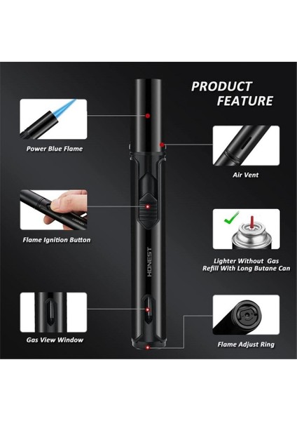 Honest 1300 Derece Torklu Pürmüz Kalem Çakmak Kırmızı indirimleri