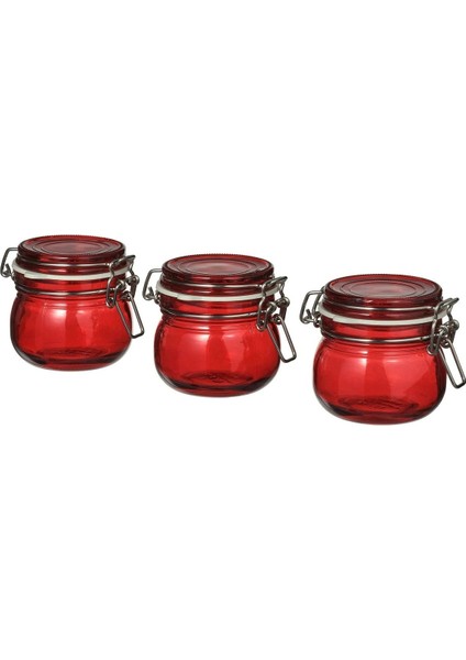 Vınterfınt Kapaklı Cam Kavanoz, Kırmızı, 13 Cl, 3 Adet
