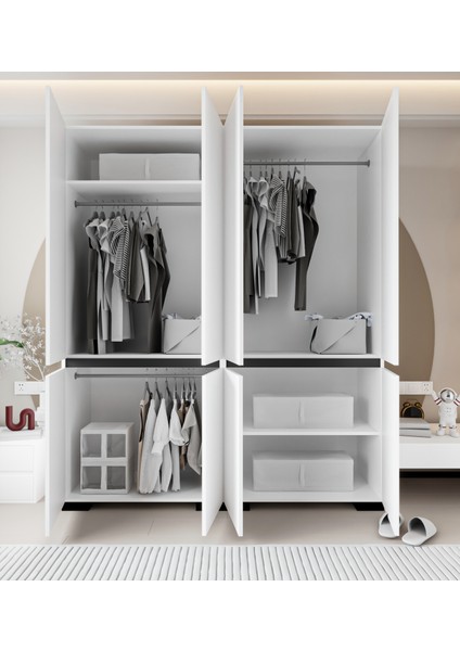 Floransa 8 Kapılı FLR8-A2AR Beyaz- Antrasit Gardırop fırsatları