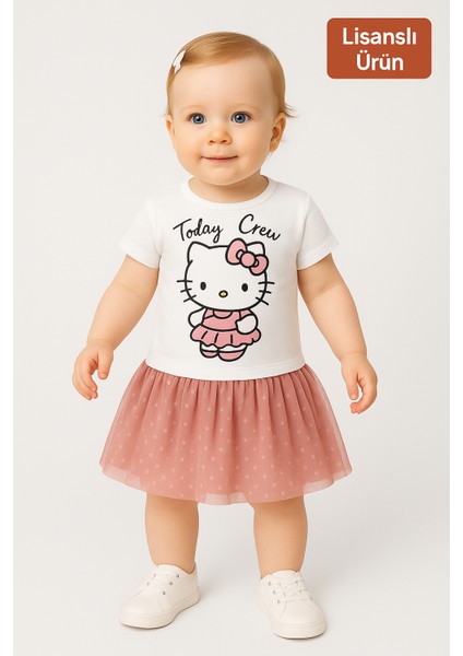 Kız Bebek Hello Kitty Desenli Tüllü Elbise 6-18 Ay