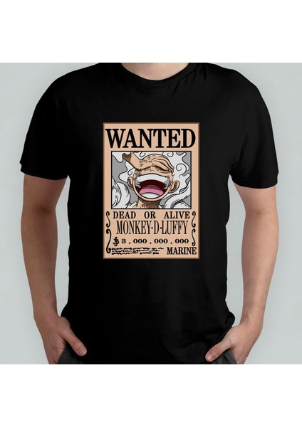 One Piece Luffy Gear 5 Wanted Unisex %100 Pamuklu Bisiklet Yaka T-Shirt