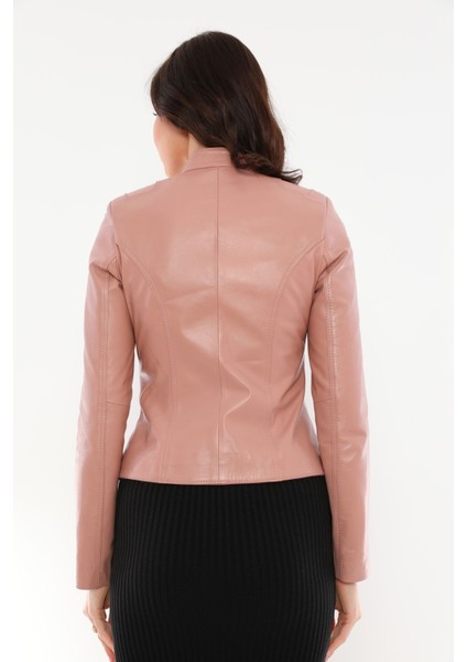 Kadın Hakiki Deri Pudra CEKET-B2327