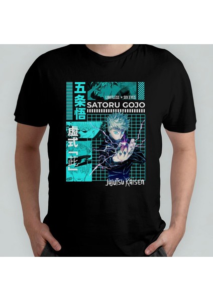 Jujutsu Kaisen Satoru Gojo %100 Pamuklu Bisiklet Yaka T-Shirt Model 4