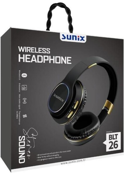 Wireless 5.0 Süper Bass Kulak Üstü Bluetooth Kulaklık Siyah Blt-26 fiyatları