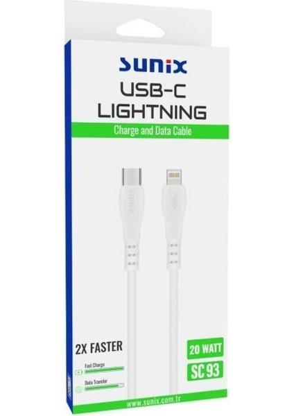 20W Usb-C / Lightning Hızlı Şarj ve Data Kablosu Beyaz Sc-93 fiyatları