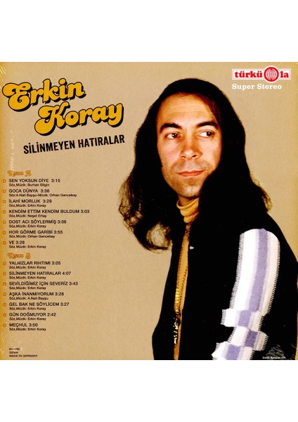 Erkin Koray- Silinmeyen Hatıralar - Türküola Almanya Baskı Plak indirimleri